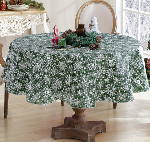 Newbridge Snowfall copos de nieve verde frente a la mesa, ideal para cenas festivas.