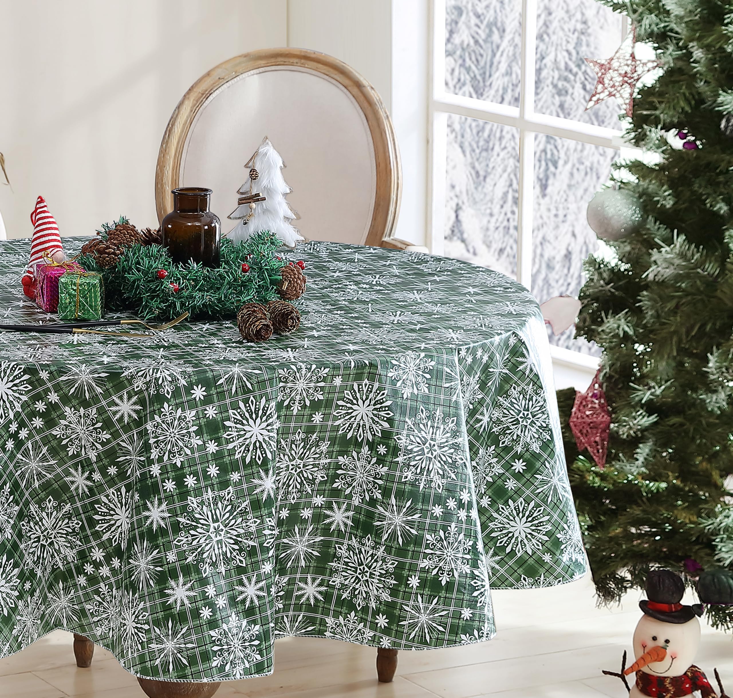 Newbridge Snowfall mantel verde para uso interior y exterior, fácil de limpiar.