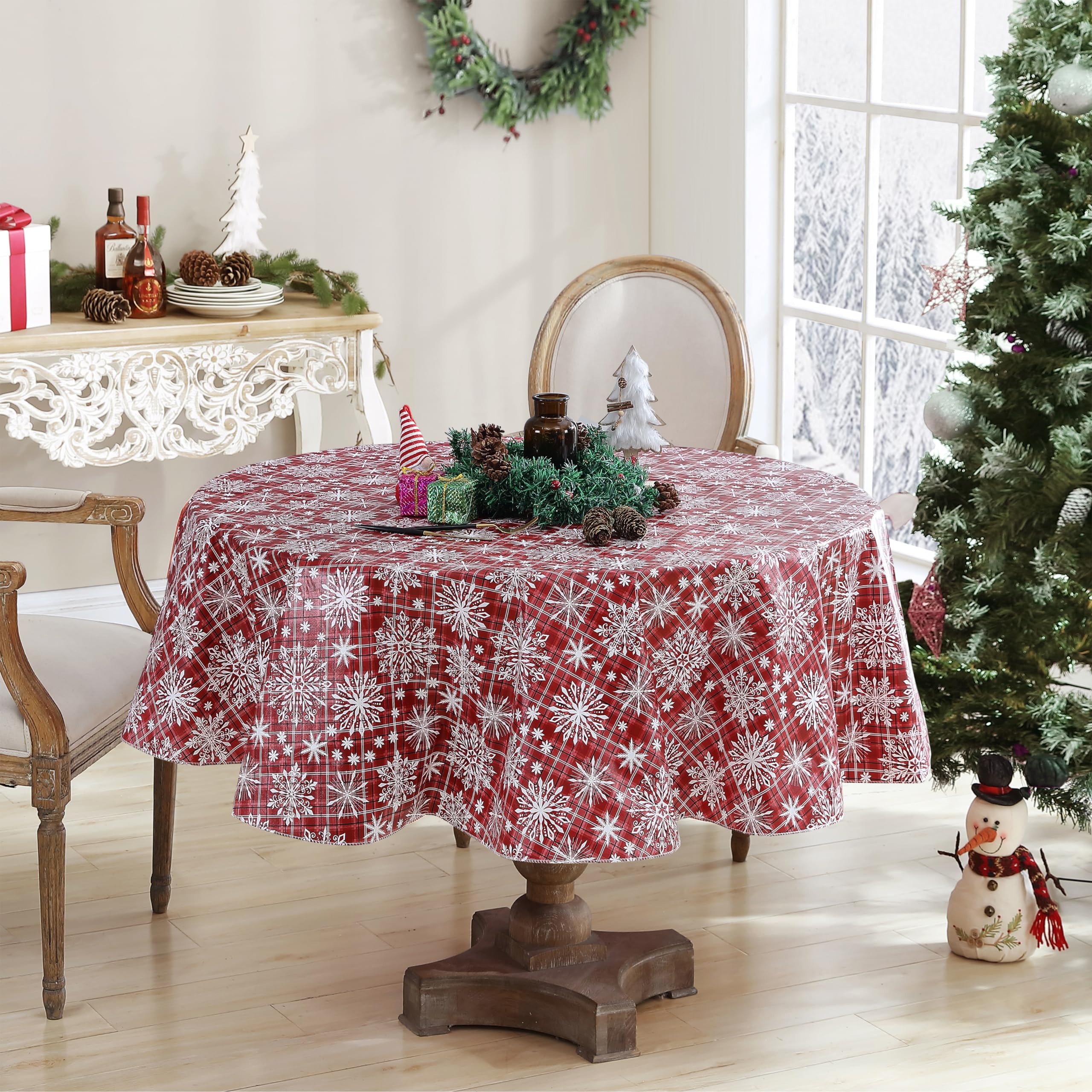 Newbridge Snowfall mantel vinilo, superficie impermeable, protege de manchas.