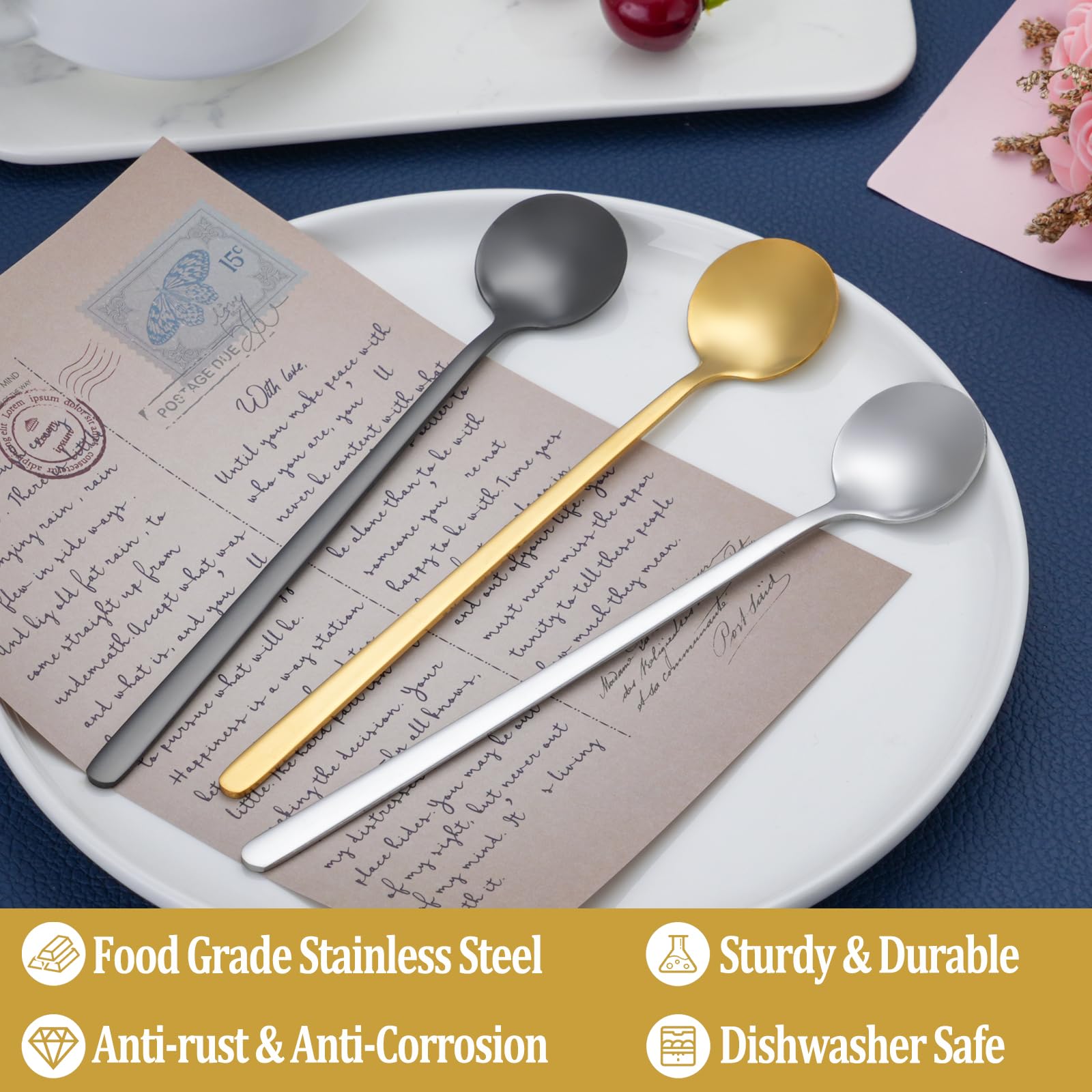 Cucharas NEWDRIP café expreso de acero inoxidable, oro, duraderas para uso diario.