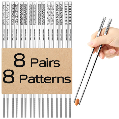 NewDrip palillos de metal con 8 pares y patrones láser para identificar cada usuario.