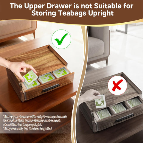 Organizador NewEle con divisores ajustables para adaptar compartimentos de té.