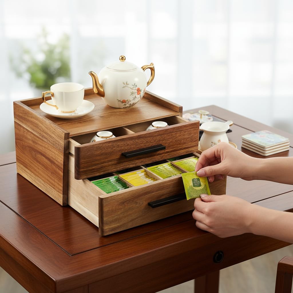 Ideal para mostradores de cocina u oficina con estilo y organización.