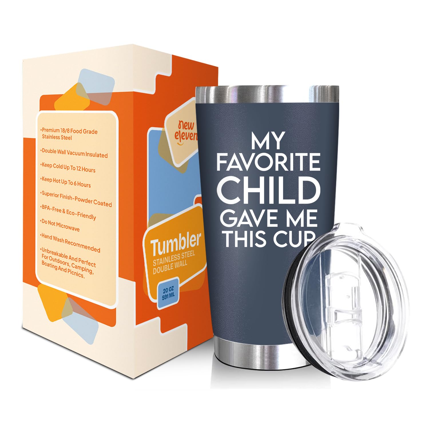 NewEleven diseño divertido vaso-termico-20oz, ideal para regalo y uso diario.