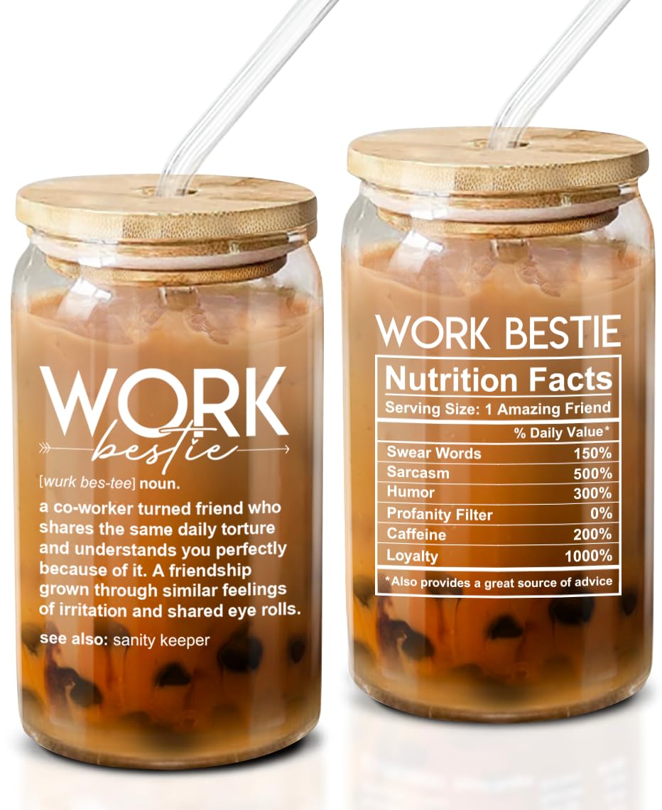 NewEleven taza vidrio 16 oz con tapa de bambú para café.