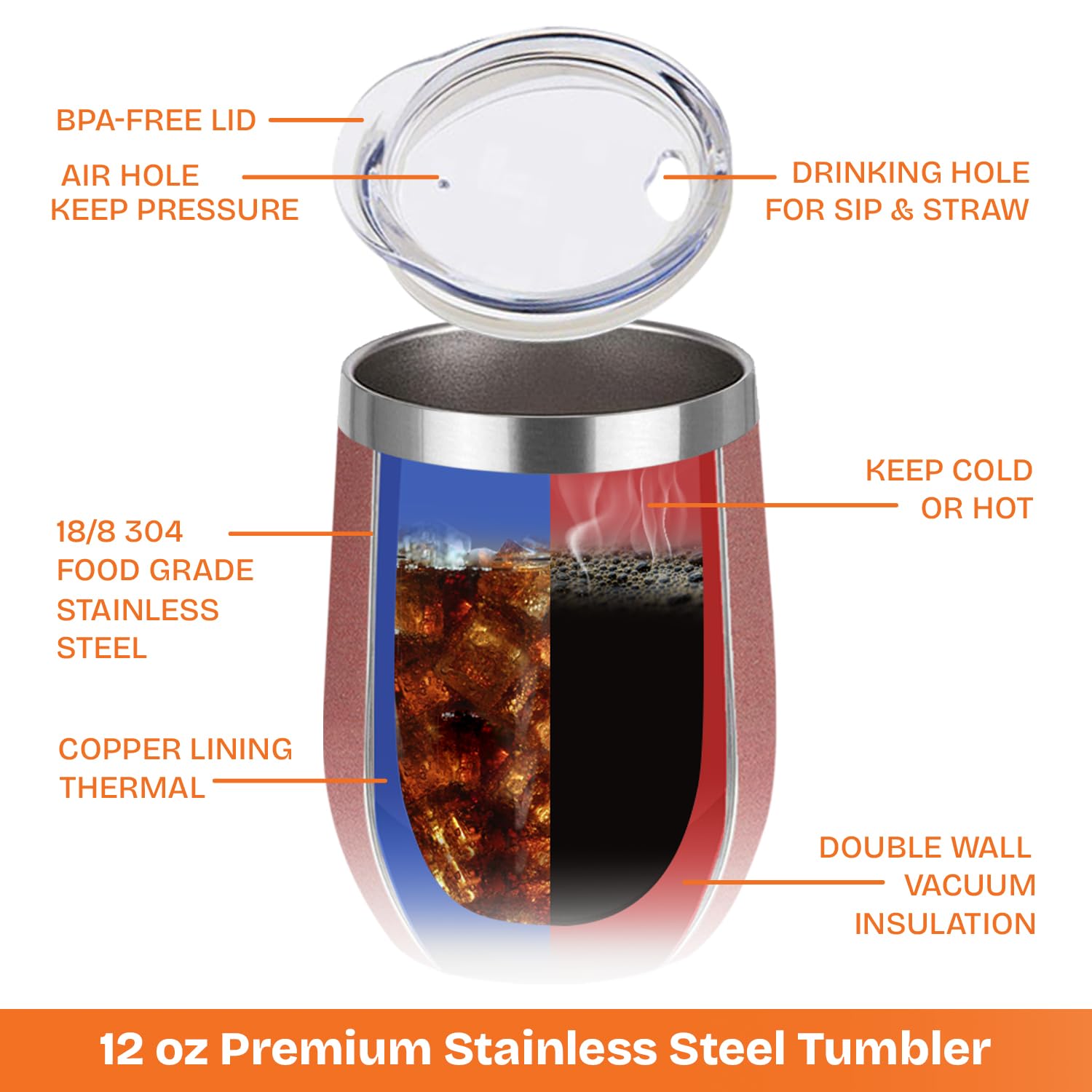 NewEleven tumbler doble pared de aislamiento para bebidas estables