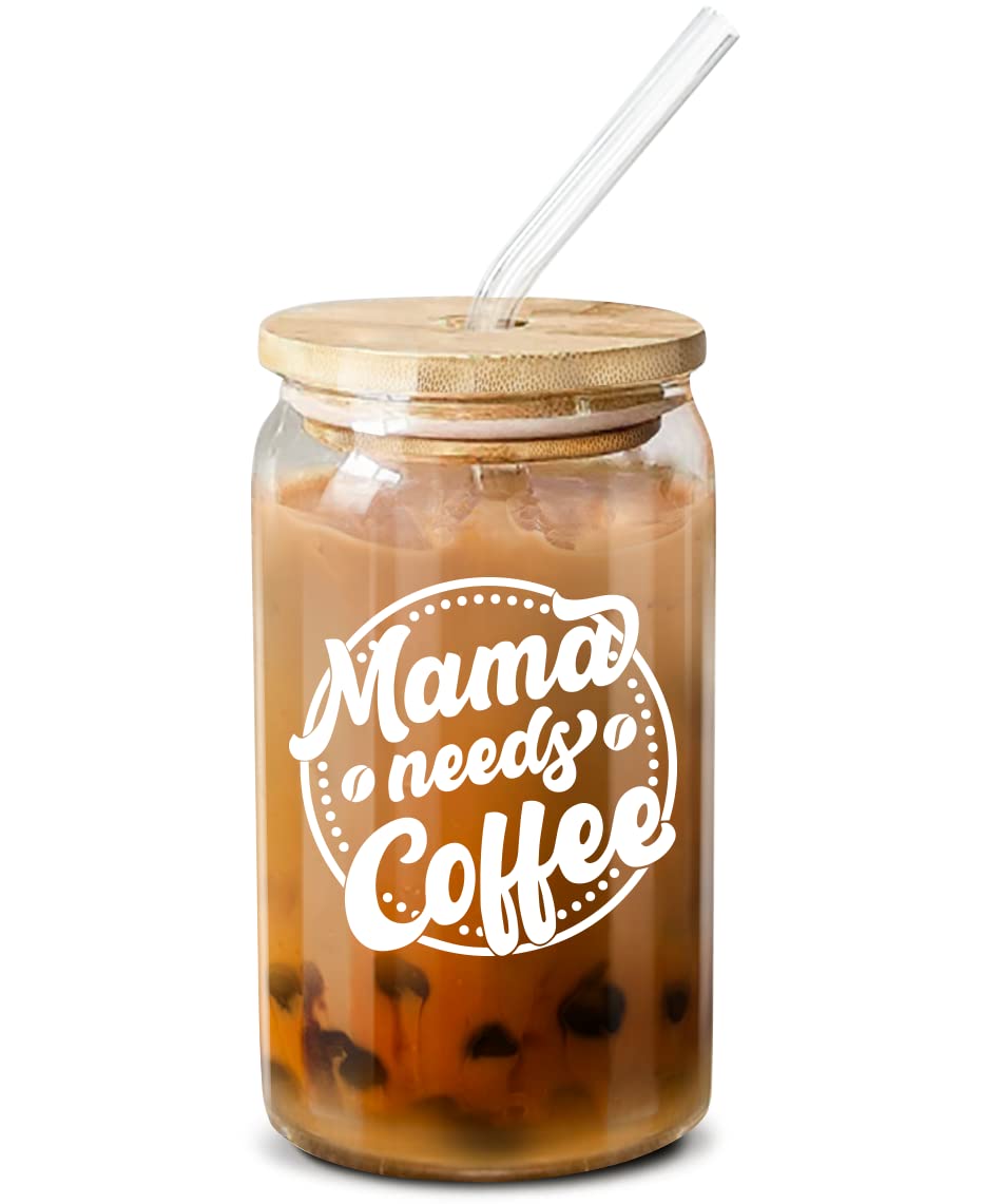 NewEleven vaso de café 16 oz con texto Mama Needs Coffee, regalo perfecto