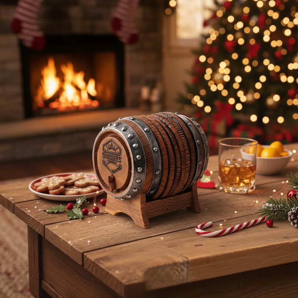 Newinhome posavasos barril whiskey navidad interior, complemento festivo para la mesa.