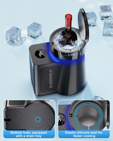 Newise Enfriador de vino diseño negro mate para una mesa sofisticada.