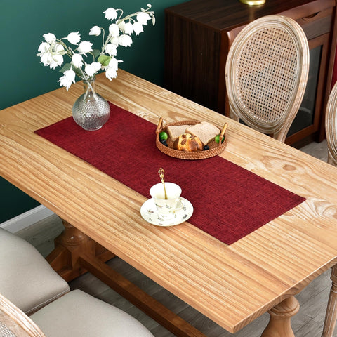 NEWISHER cinta mantel rústico de lino sintético vista frontal para mesa elegante