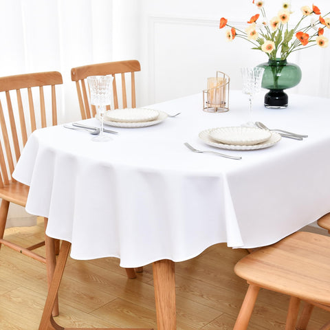 Mantel NEWISHER ovalado blanco 60x102 para comedor elegante
