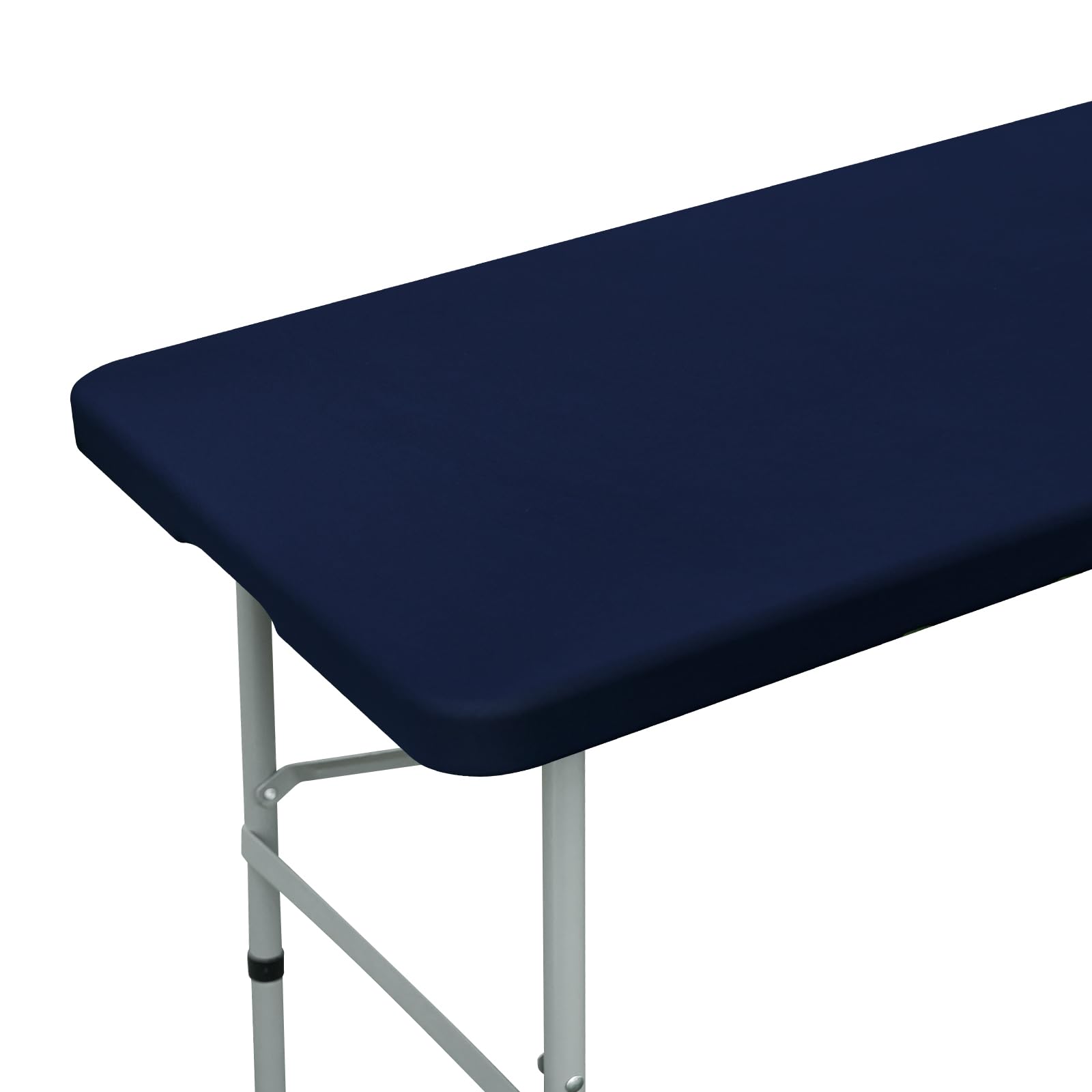 Mantel NEWISHER rectangular elástico en azul marino para mesas estables.