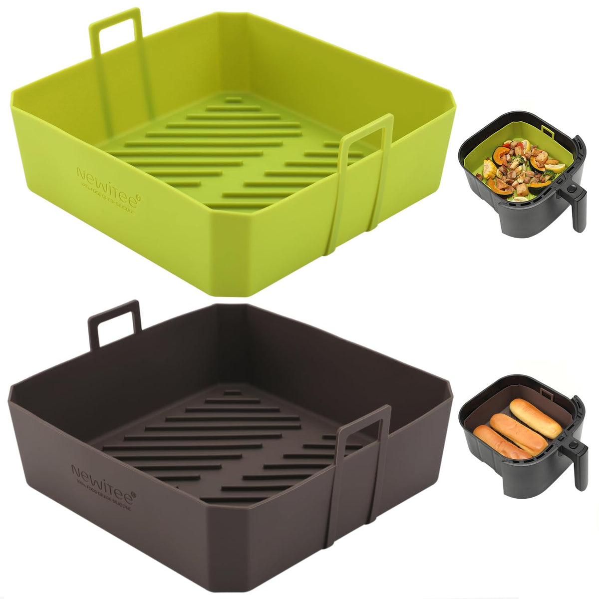 NEWITEE liners para freidora de 5QT con asa, fácil manejo y distribución del calor.
