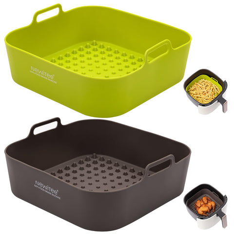 NEWITEE liners de silicona para freidora, dos colores para identificar comidas y cocinar por separado.