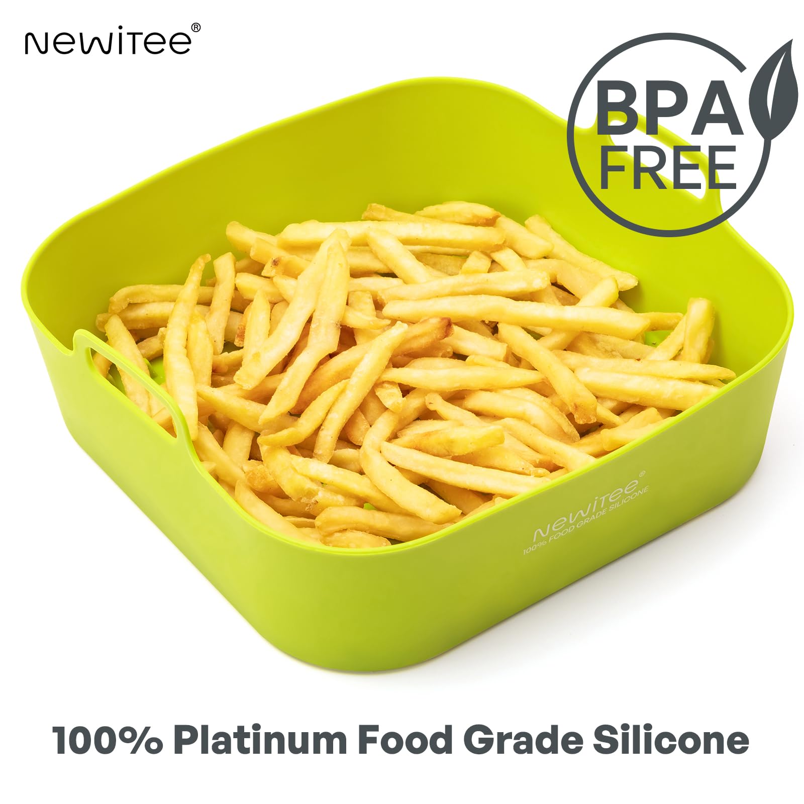 NEWITEE liner silicona resiste hasta 500°F, apto para hornear y asar.