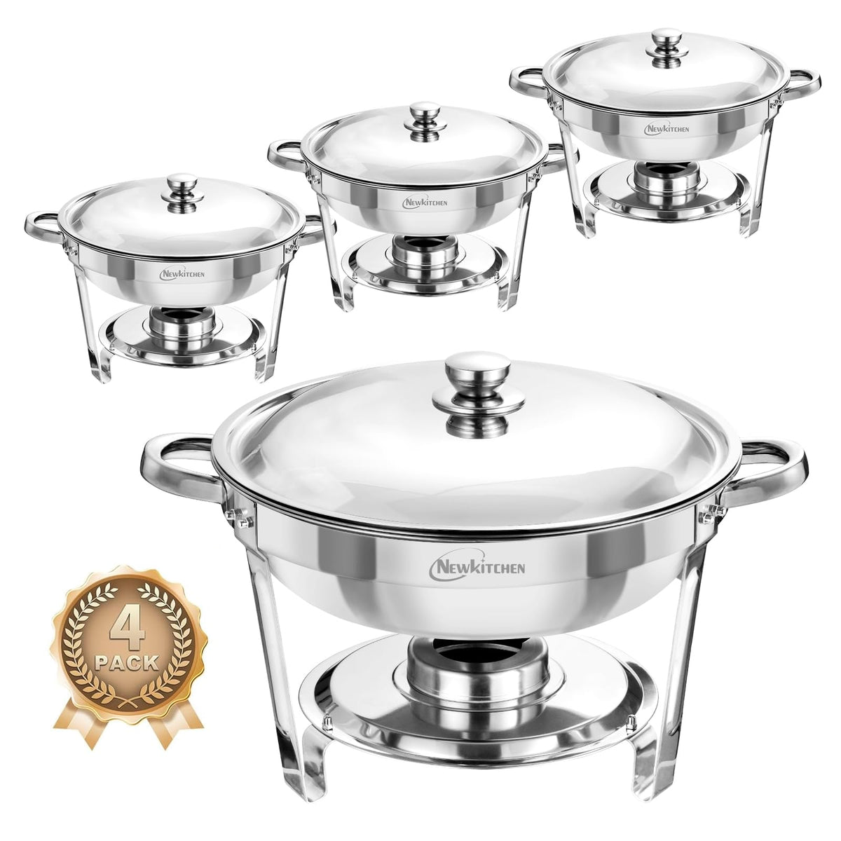 NEWKITCHEN fuente para banquete redonda de 5qt en acero inoxidable