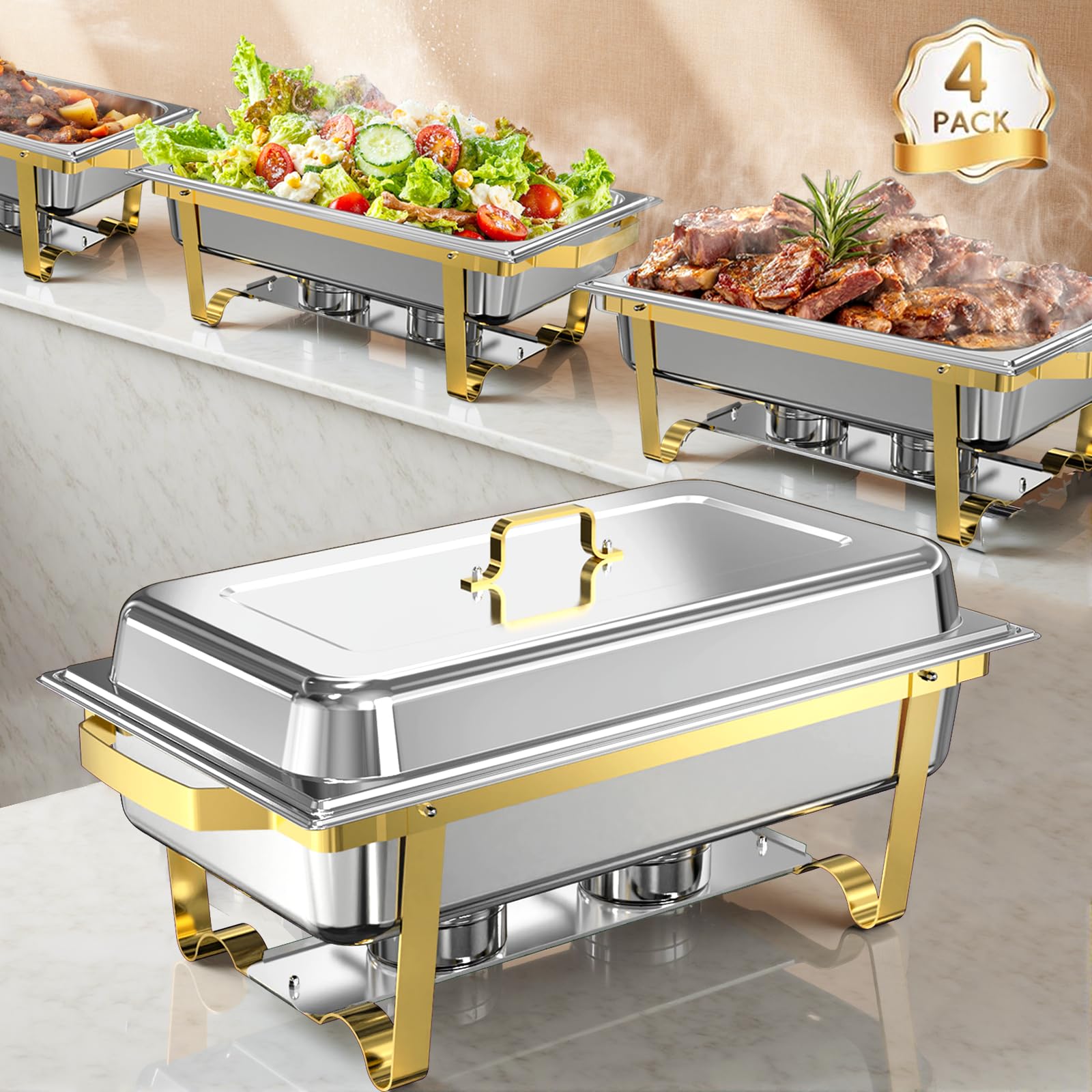 NEWKITCHEN fuentes calientes para buffet, conjunto 4 piezas 11qt, ideal para eventos