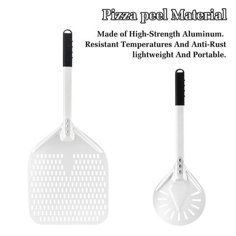 Pala volteadora Newmeto con mango de metal para girar pizza