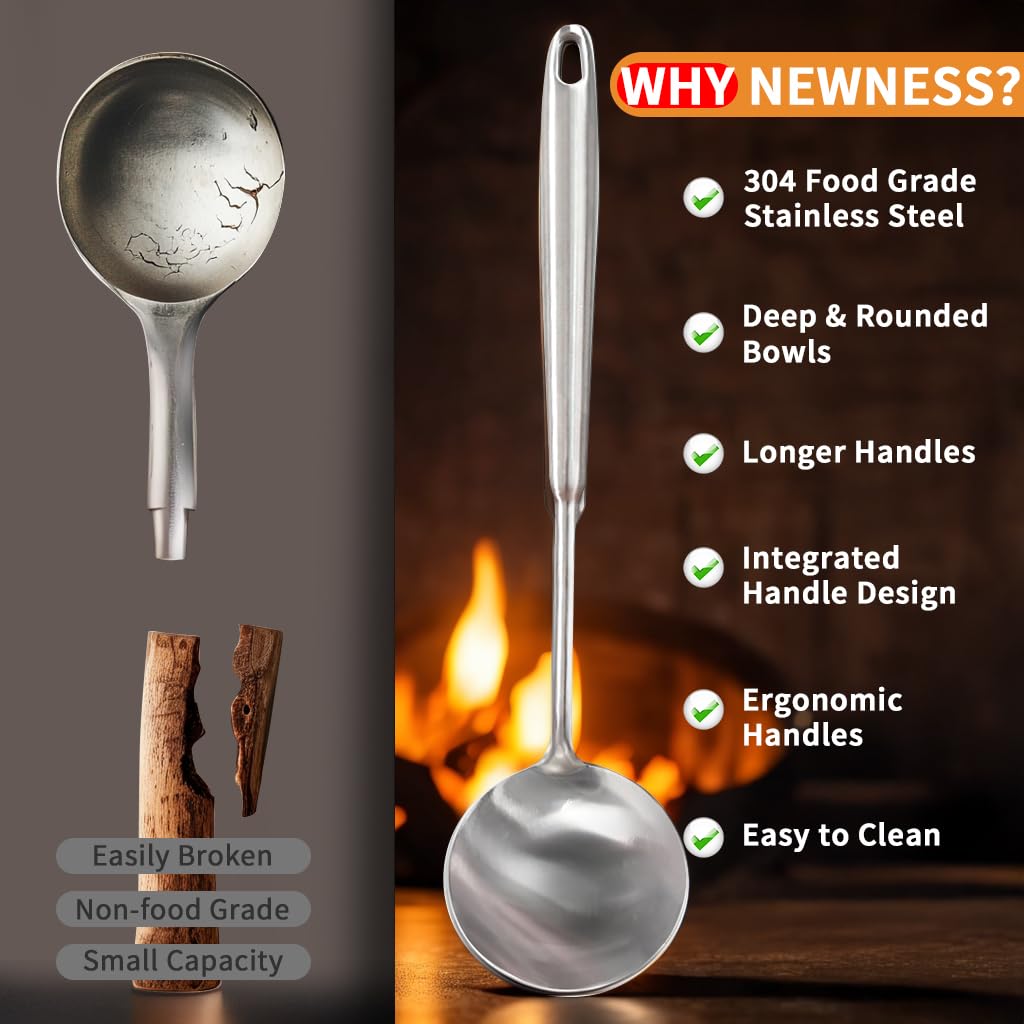 Newness Cucharón apto para lavavajillas, limpieza rápida y segura