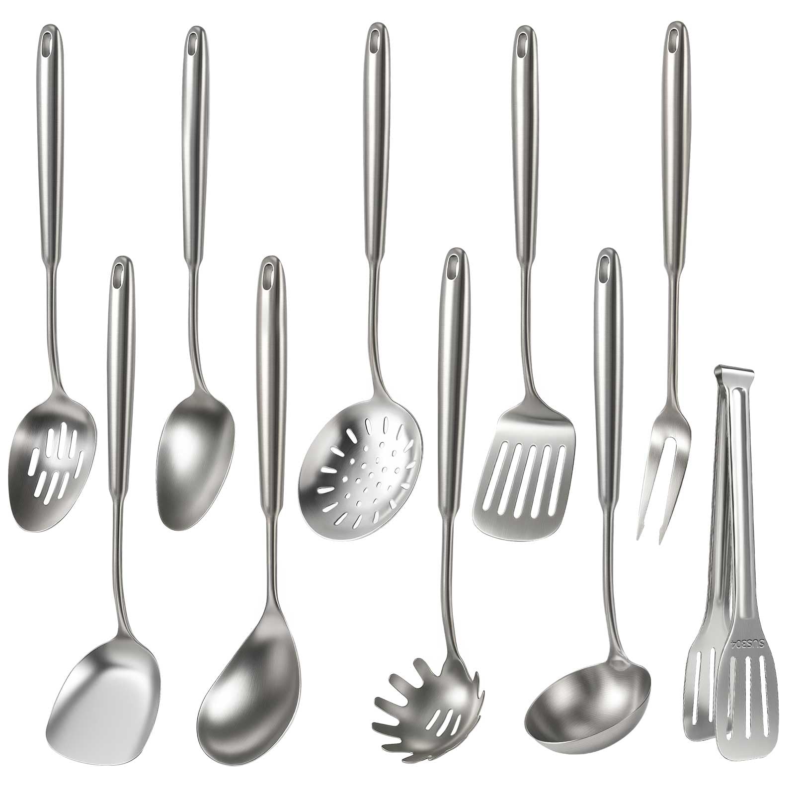 Newness set de utensilios cocina 304 acero inoxidable para uso diario duradero y fácil de limpiar.