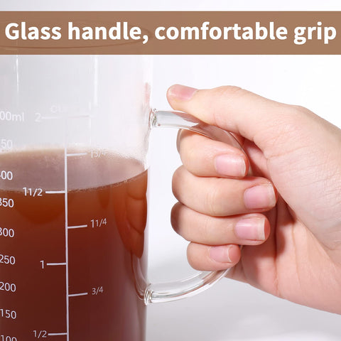 Newness vaso medidor con escalas oz, tazas y ml para recetas precisas