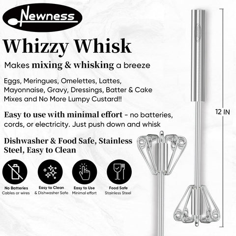 Newness Whizzy Whisk diseño semiautomático facilita mezclar sin pilas