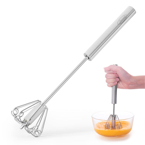 Newness Whizzy Whisk en uso manual para batir huevos y crema sin electricidad