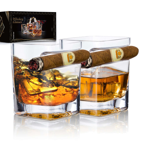 YouYah vaso whisky con soporte cigarro, ritual cómodo.