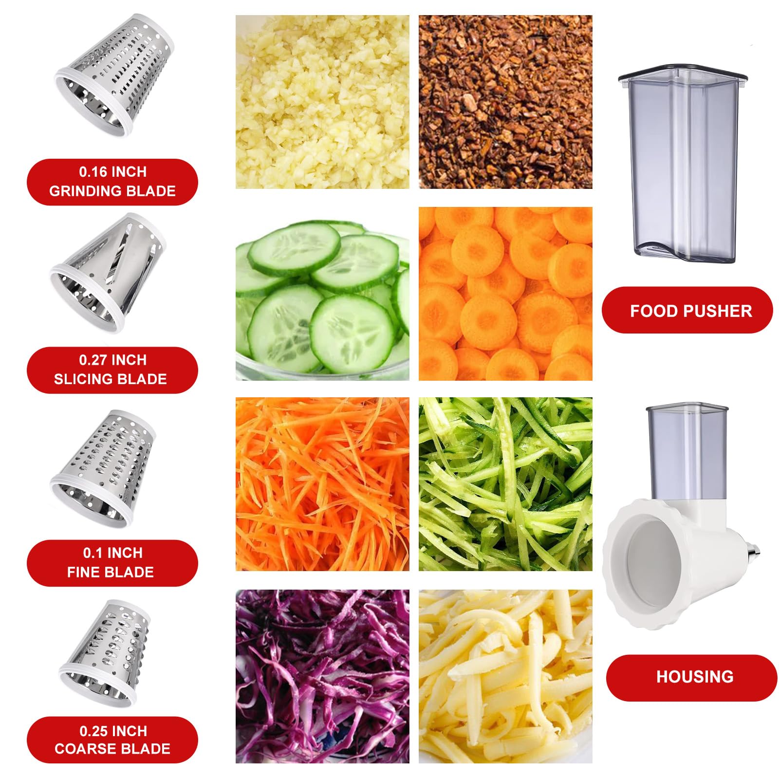 NEWSETS accesorio compatible con KitchenAid y cuisinart para preparar comida rápidamente.