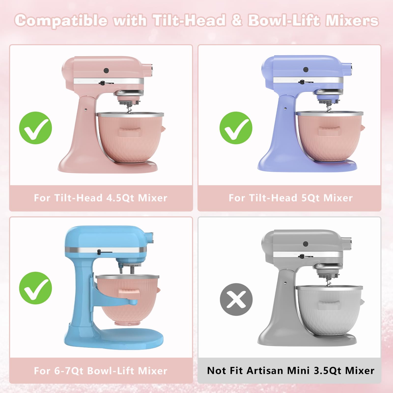 NEWSETS accesorio en uso con KitchenAid, montaje estable durante batido