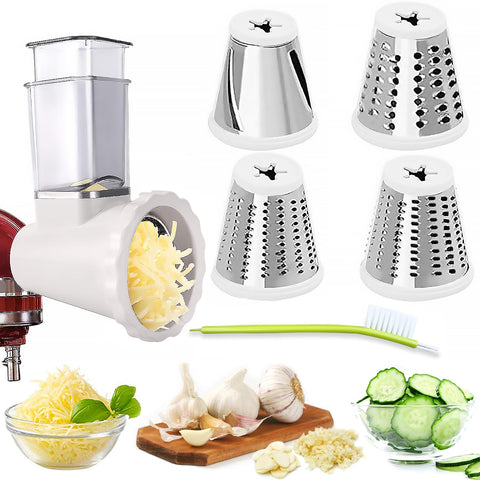 NEWSETS rallador-cortador con 4 hojas para KitchenAid, facilita rallar y cortar.