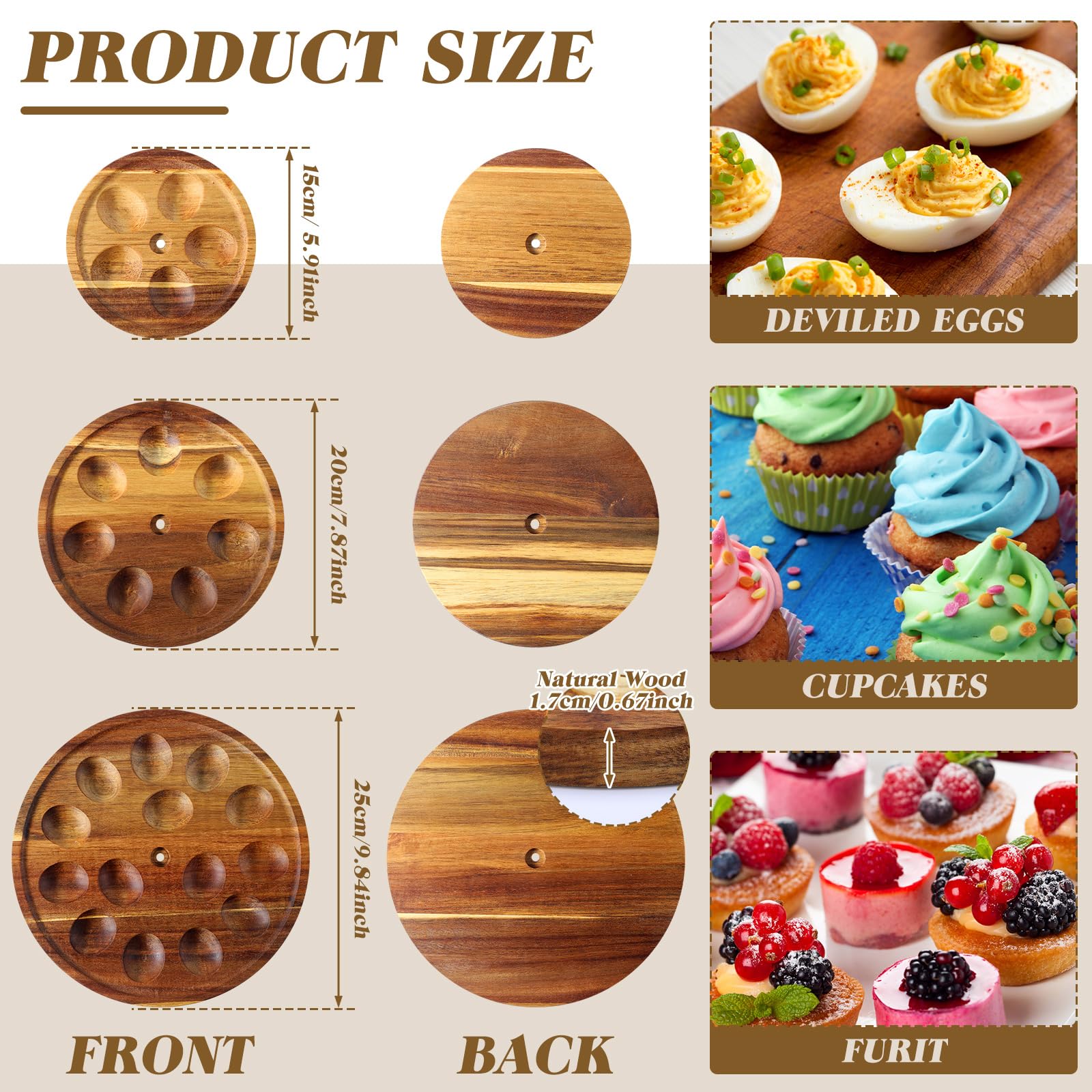 Newtay bandeja reversible de madera para huevos rellenos y usos múltiples