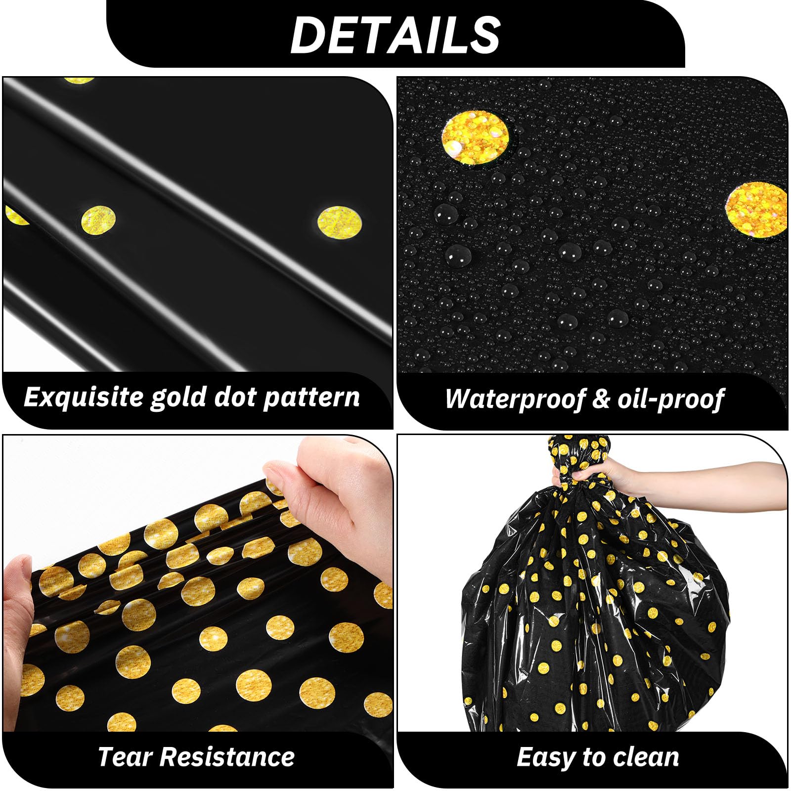 Vista cercana de la funda redonda con puntos dorados de Newwiee