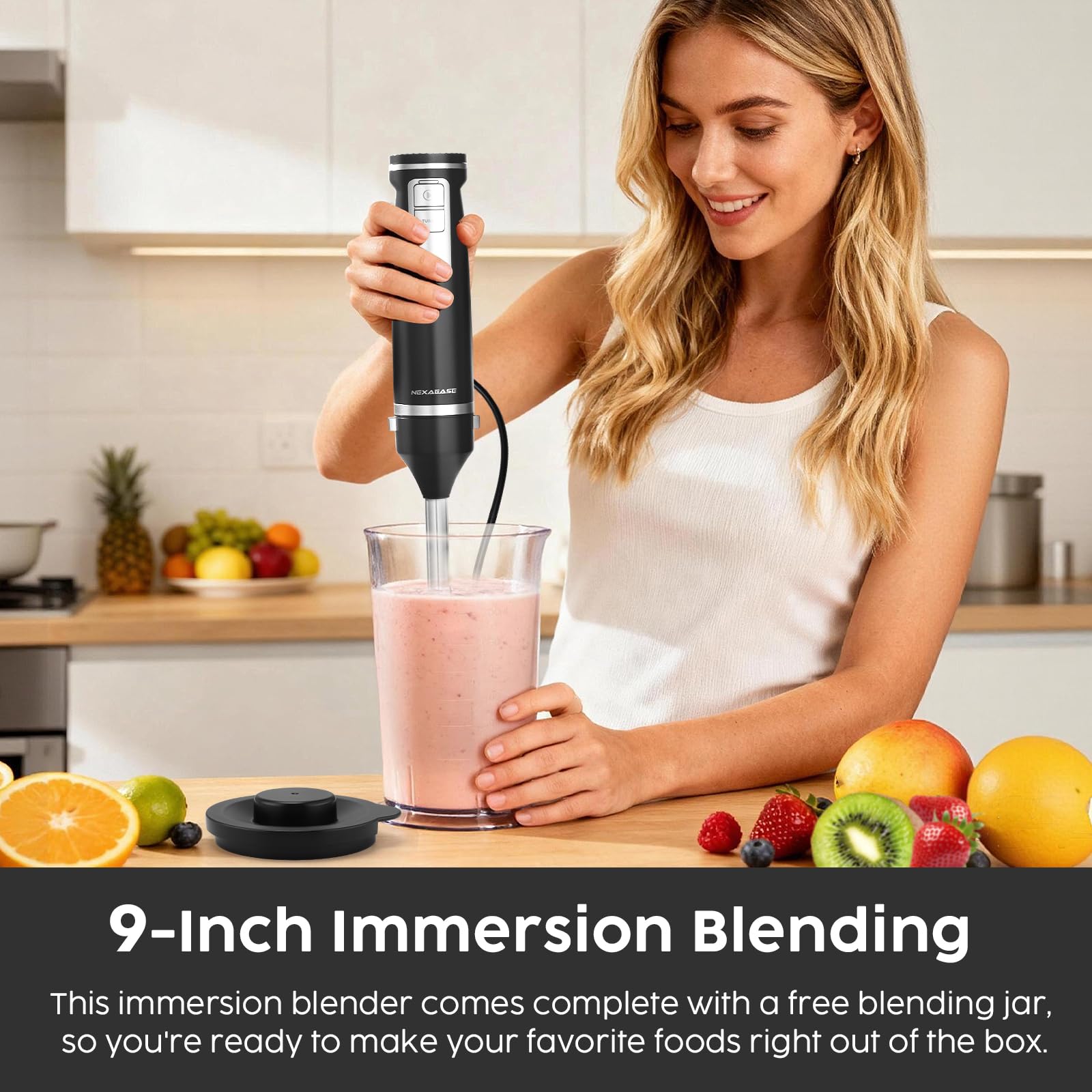 NexaEase Potencia de 600W para tareas variadas en la cocina.