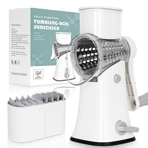 Nexsujo rallador 5-en-1 frente: preparación rápida de queso y verduras