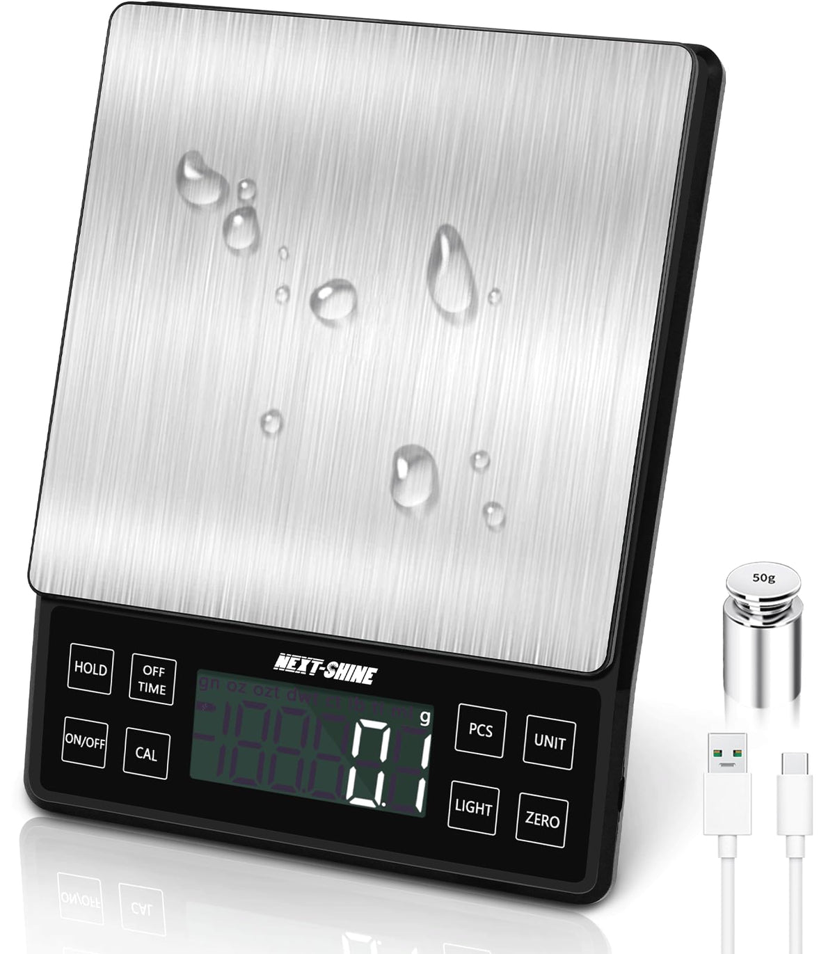 NEXT-SHINE escala de cocina con plataforma de acero para porciones grandes