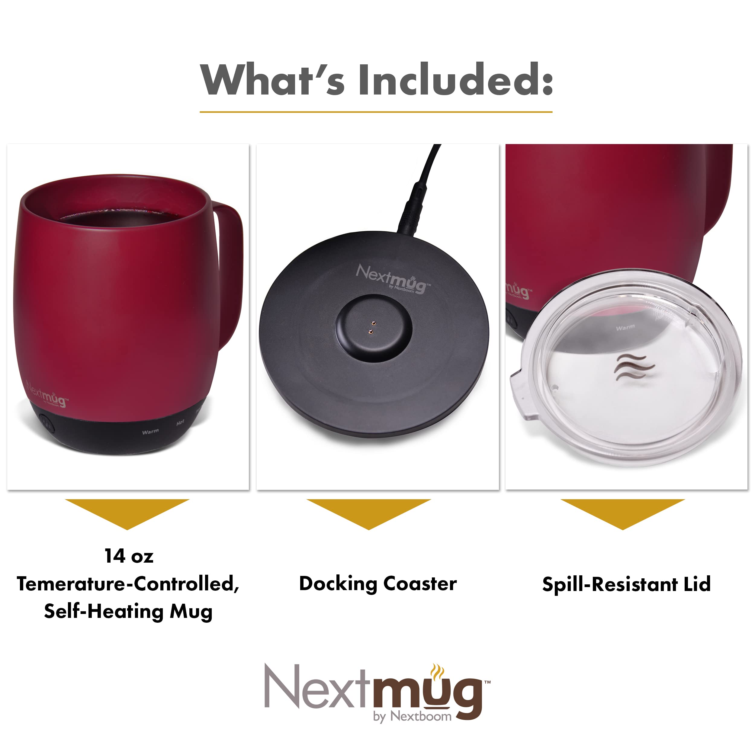 Nextmug base de carga facilita recarga rápida entre usos.