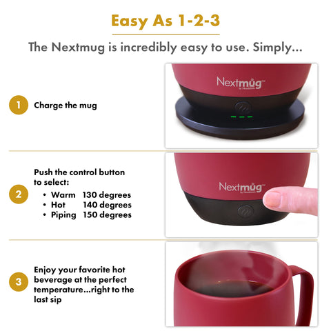 Botón de encendido de Nextmug para ajustar la temperatura fácilmente