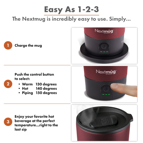 Nextmug Go — base de carga y posacargas para recargar fácilmente.