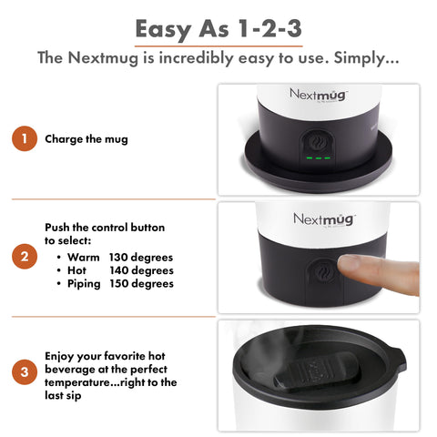 Base de carga incluida para mantener la taza lista