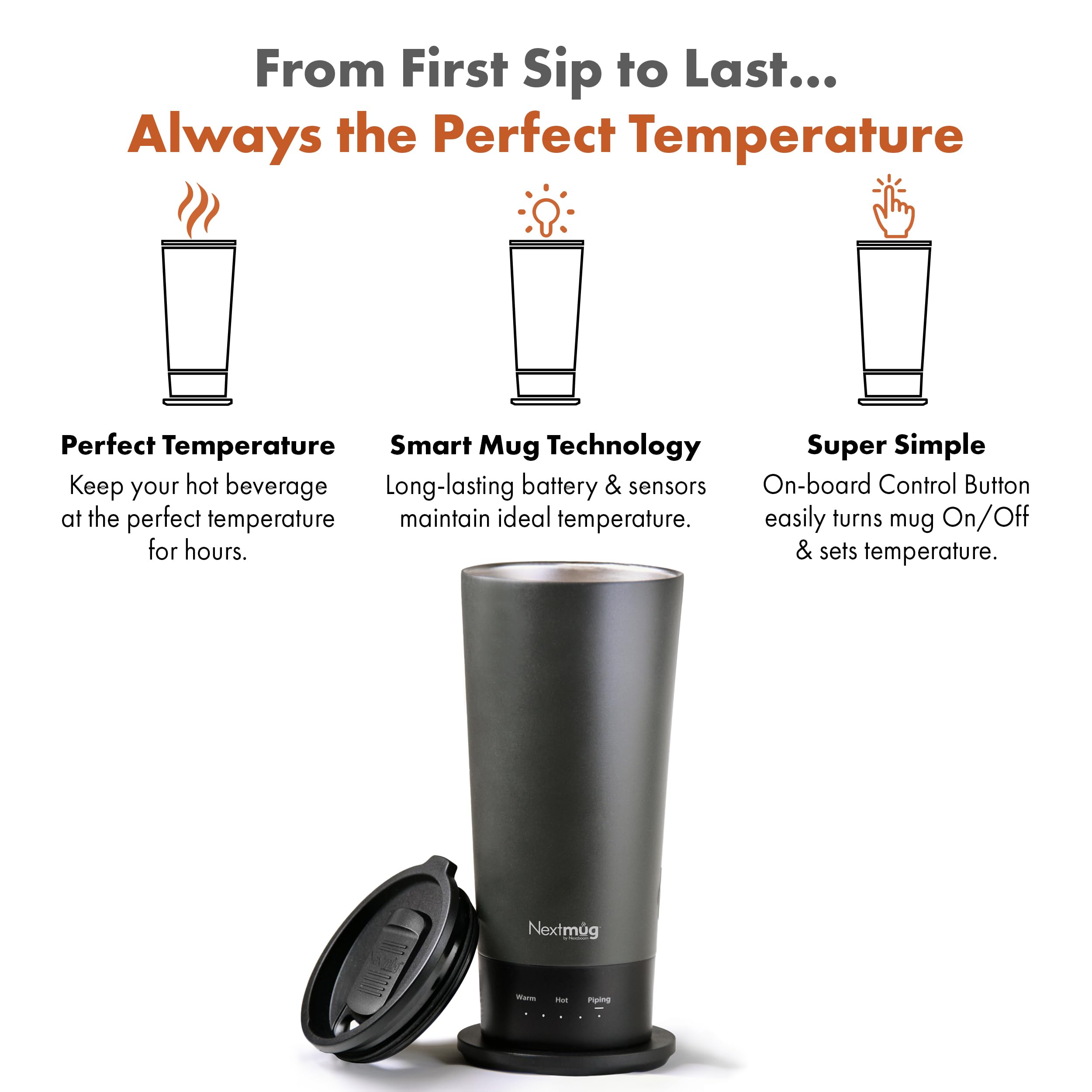 Nextmug Go muestra tapa anti-derrame para uso seguro en movimiento