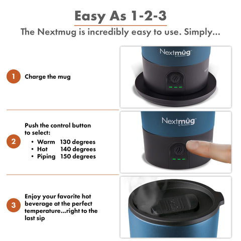 Nextmug Go presenta tapa resistente a derrames para uso sin preocupaciones.