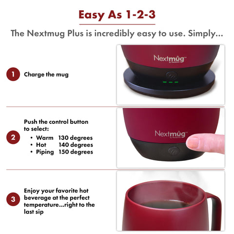 Nextmug Plus batería larga para sesiones de estudio prolongadas.