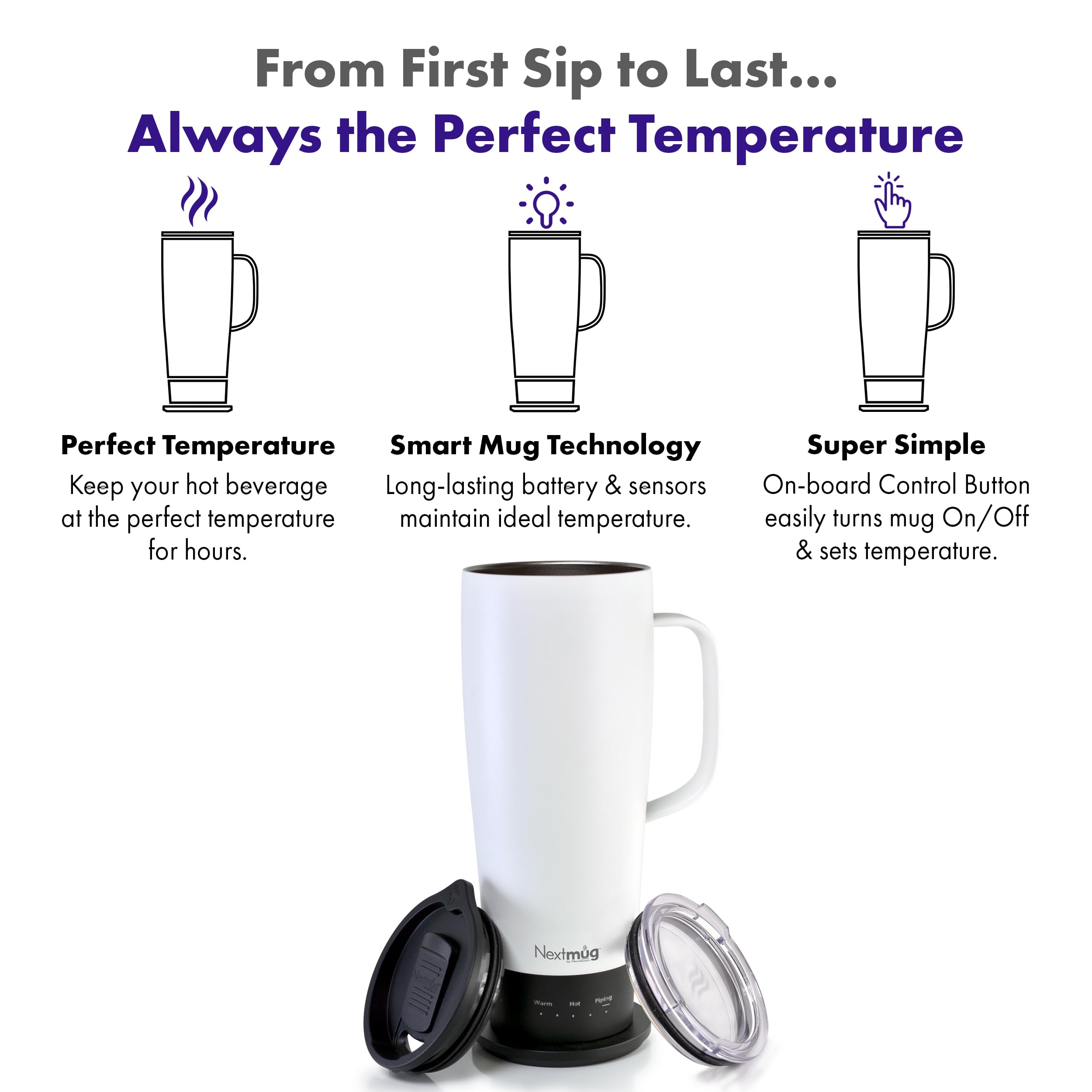 Nextmug Ultra ofrece batería de larga duración para horas de calor.