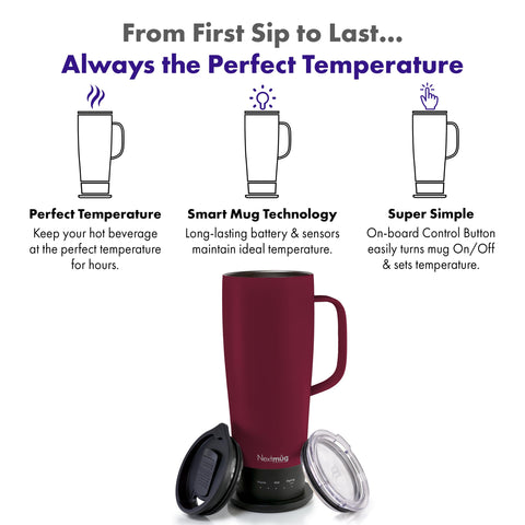 Nextmug Ultra con tapa No-Spill mantiene seguridad al viajar.