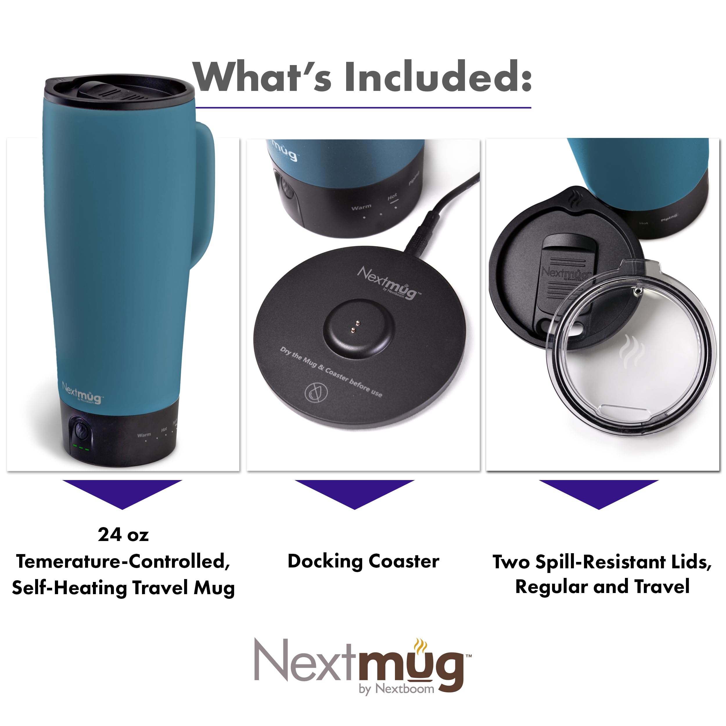 Nextmug Ultra con indicadores LED de batería y temperatura en tiempo real