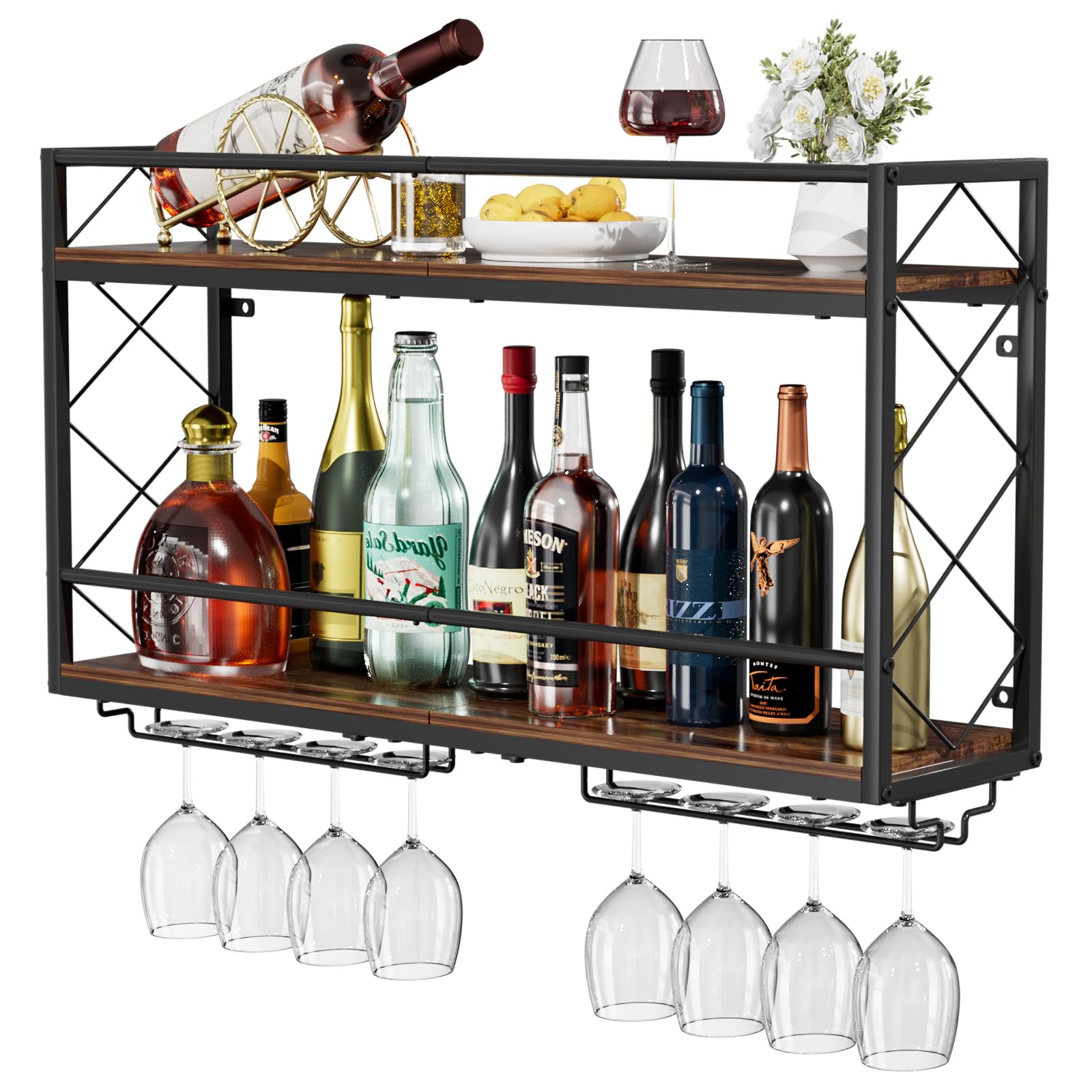 NEYCIL estante-vino-pared-dos-niveles exhibe botellas de forma organizada y segura