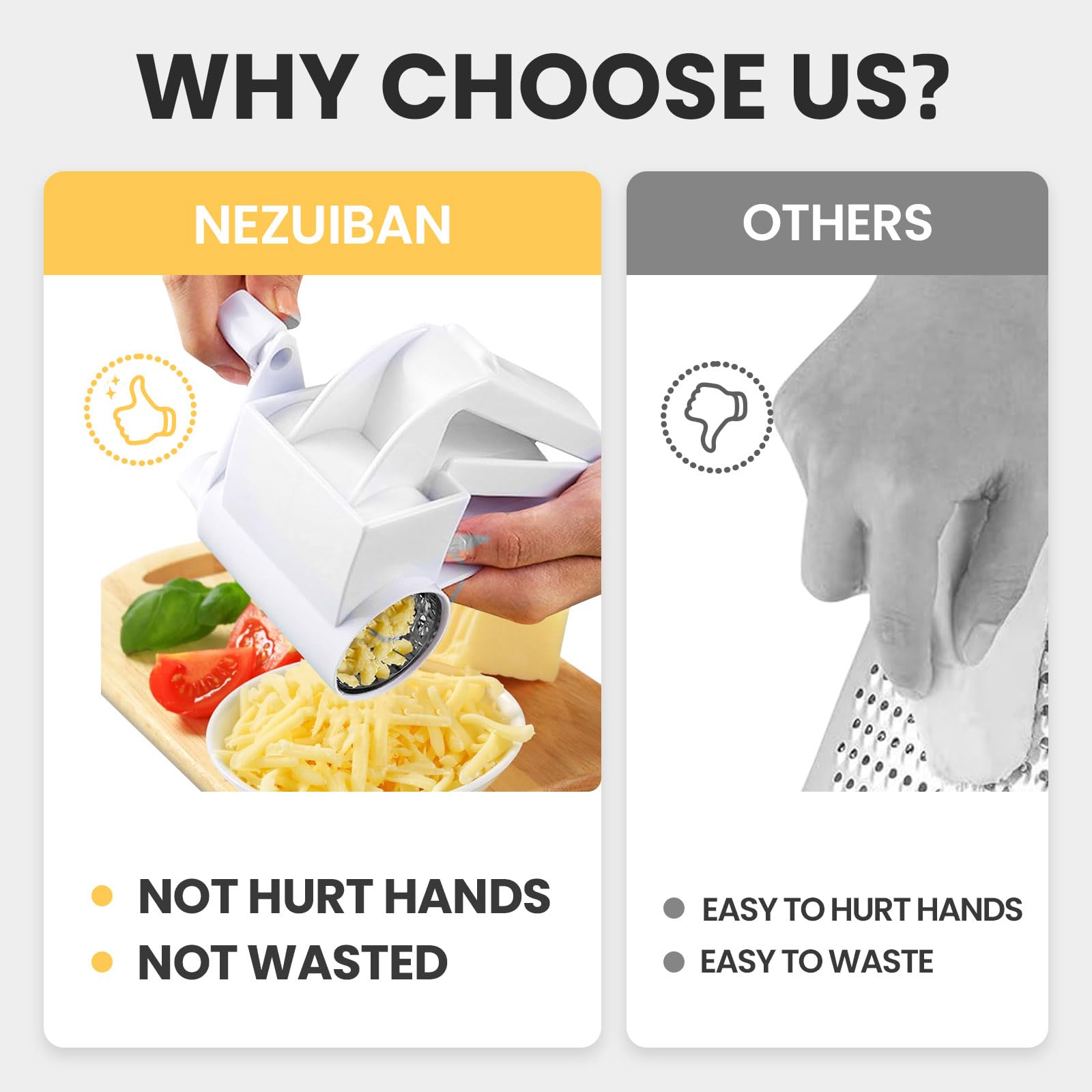 NEZUIBAN rallador de queso duro para trocear sin esfuerzo.
