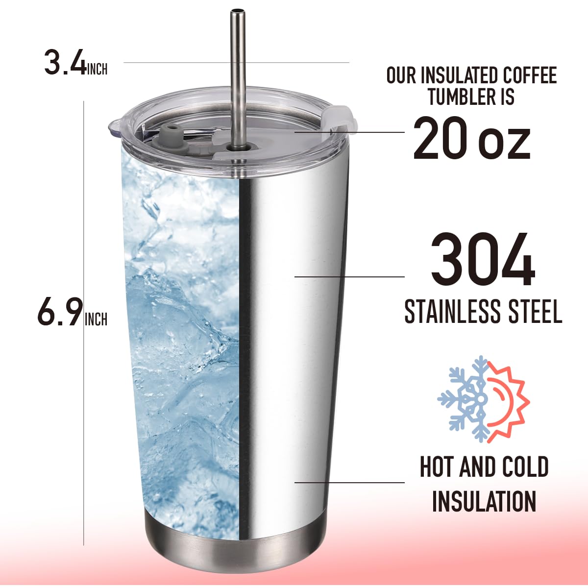 NGLIV tumbler con tapa y pajilla, práctico para bebidas en cualquier ocasión.