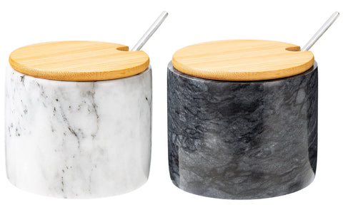 NHKRTE set de salero pimienta de mármol, elegante y práctico para la cocina.